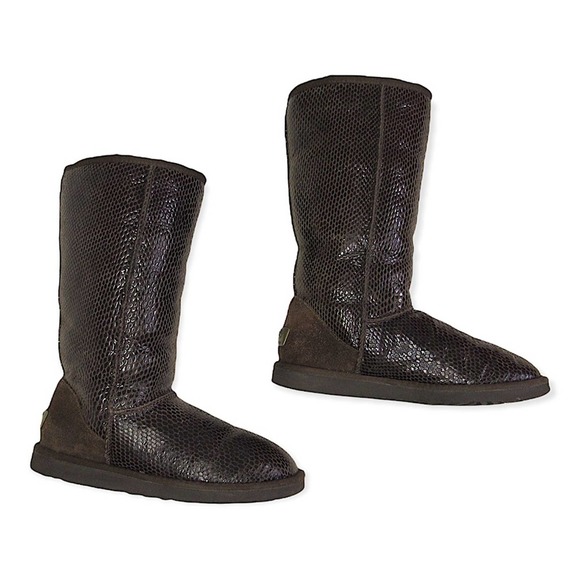 Ugg Australia Classic Tall Snake Print Size 6 Chocolate Brown Sheepskin 5864 - Picture 6 of 12